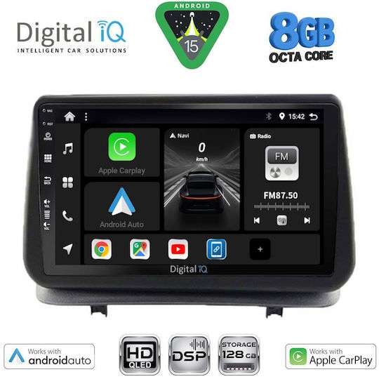 Digital IQ Car Audio System for Renault Clio 2005-2011 Bluetooth USB WiFi GPS Apple CarPlay Android Auto with 9" Touch Screen