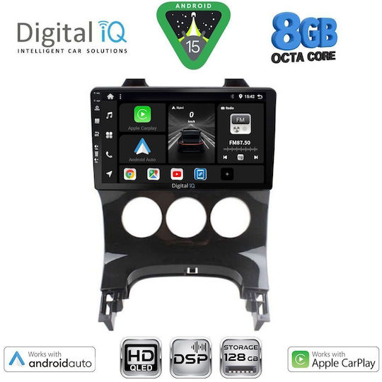 Digital IQ Car Audio System for Peugeot 3008 2008-2016 with A/C Bluetooth USB Wi-Fi GPS Apple CarPlay Android Auto 9-Inch Touch Screen