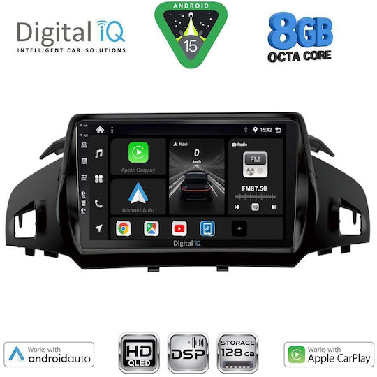 Digital IQ Car Audio System for Ford Kuga / C-Max 2013-2019 (Bluetooth/USB/WiFi/GPS/Apple CarPlay/Android Auto) with 9" Touch Screen