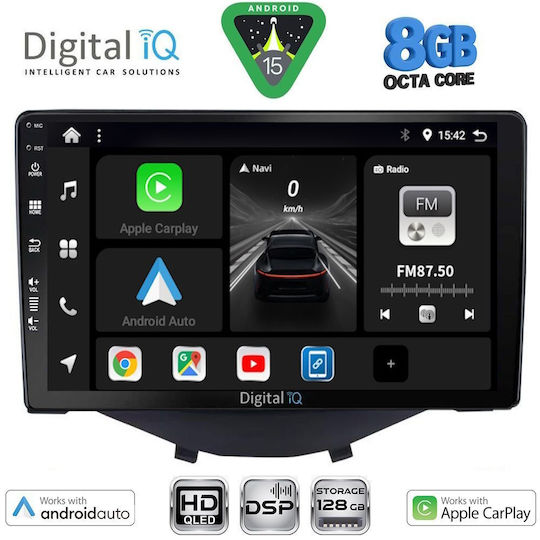 Digital IQ Ηχοσύστημα Αυτοκινήτου για Toyota Aygo 2014-2024 με Clima (Bluetooth/USB/WiFi/GPS/Apple-Carplay/Android-Auto) με Οθόνη Αφής 9"