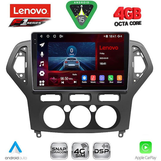 Lenovo Car Audio System for Ford Mondeo 2007-2011 with A/C Bluetooth USB WiFi GPS Apple CarPlay Android Auto with 10" Touch Screen LENOVO SSQ 9162 CPA A/C