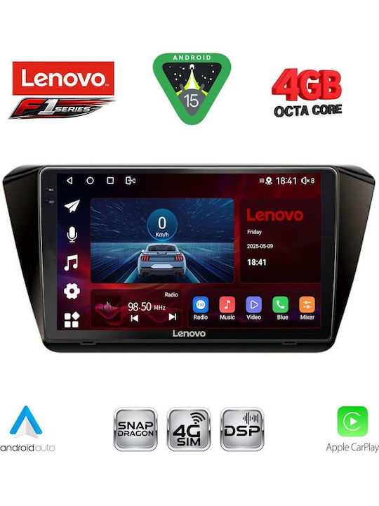Lenovo Car Audio System for Skoda Superb 2015-2023 Bluetooth USB WiFi GPS Apple CarPlay Android Auto with 10" Touch Screen