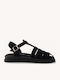 Черни Кожени Гладиатор Flatforms Сует Горна Част