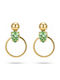 Victoria Cruz Earrings Silver Gold Plated with Stones Green