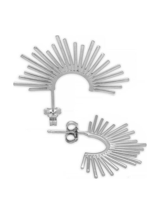 Stud Earrings Hoop Rays Handmade Silver 925