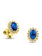 Themelidis Jewels Σκουλαρίκια από Ασήμι Επιχρυσωμένα με Πέτρες Μπλε