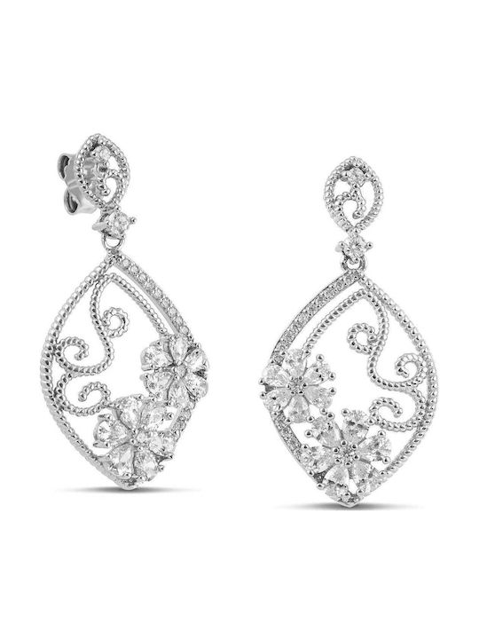 Themelidis Jewels Σκουλαρίκια Κρεμαστά από Ασήμι με Πέτρες