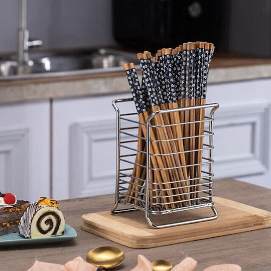 Metallic Silver Cutlery Drainer