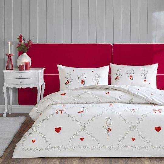 Tac Cotton Double Duvet Cover Set With 2 Pillowcases & 1 Bed Sheet 200x220cm Amoura