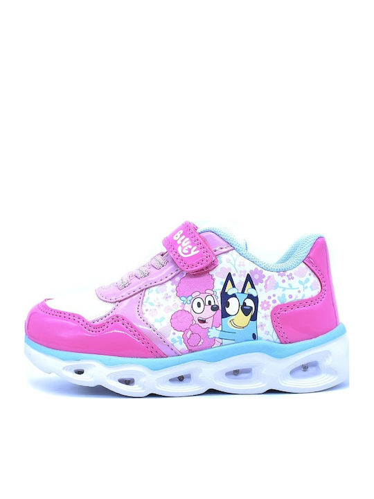 Kids Sneakers with Hook & Loop Closure & Lights Fuchsia