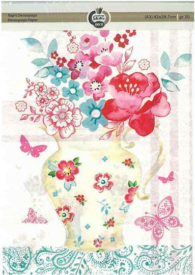 Decoupage Paper Deco 30g 29.7x42cm Rose Vase Skag