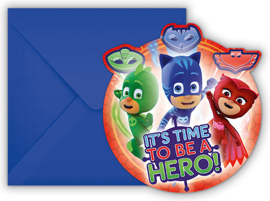 Invitații Petrecere Plic PJ Masks 6 Bucăți