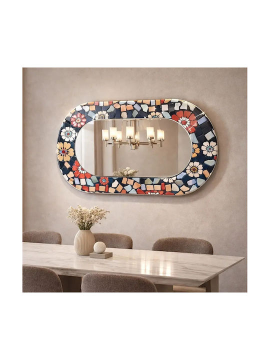 Oval Mehrfarbiger Wandspiegel Mit Glasrahmen (70x125cm)