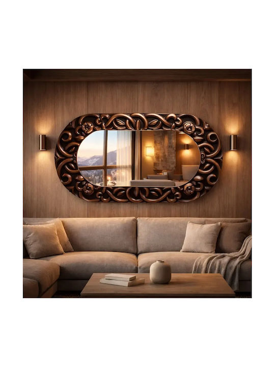 Oval Wandspiegel Mit Relief Glas Rahmen Braun Von 55x99cm