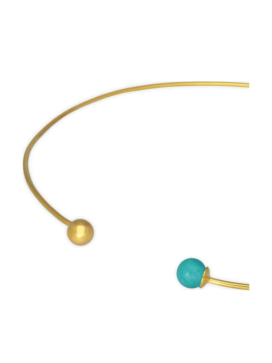 Choker with Amazonite Stones Handmade Gold Plat...