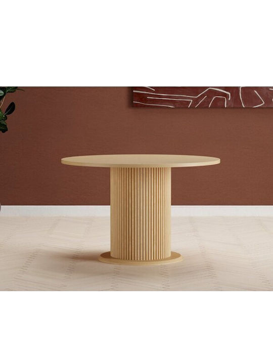 Dallas 5159 Round Dining Table Extendable Wooden Light Brown 76x76cm