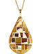 Handmade Amber Mosaic Pendant Silver 925 Chain 50cm