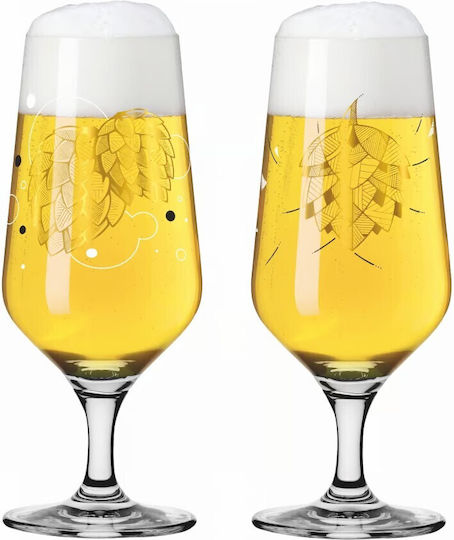Ritzenhoff Set Beer / White Wine Glasses Made of Glass in Gold Colour 2 Pieces