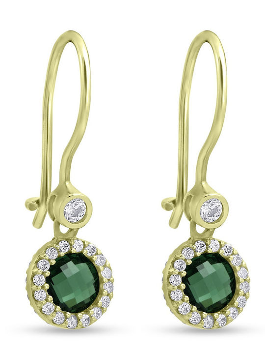 CHrysolithos Dangle Earrings From 14K Gold with Stones SK1073
