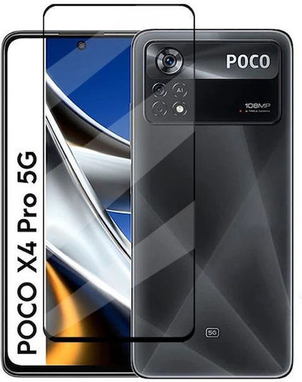 0.33mm Пълно Лепило Закалено Стъкло За Цялото Лице Черно (Poco X4 Pro)