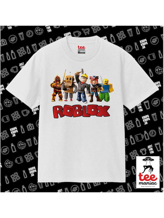 Roblox Squad Classic Double Stitch T-shirt Without Side Seams White 100% Cotton Vegan & Oeko-tex Certified