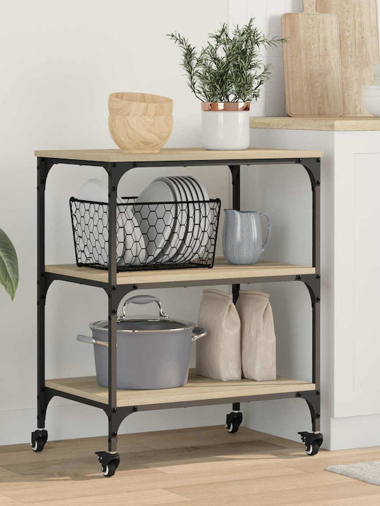 vidaXL Ραφιέρα Κουζίνας Ξύλινη 3 Θέσεων Καφέ 60x41x76cm