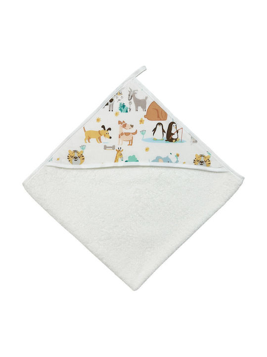 Bunny Bebe Baby Bath Towel Hooded Animals Ecru ...