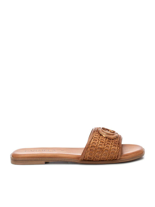 Leather Women's Flat Sandals Brown