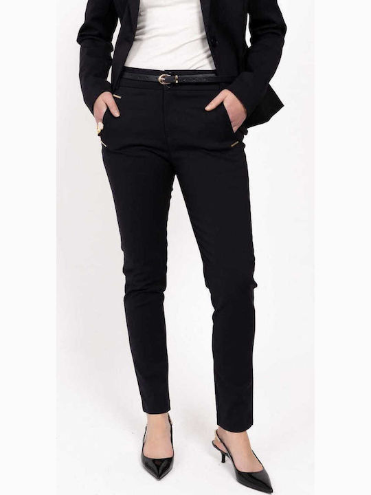 Women's Fabric Trousers in Straight Leg Black