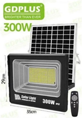 GDPLUS Waterproof Solar LED Flood Light 300W with Remote Control IP67
