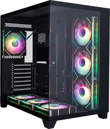 1STPLAYER Megaview MV8 Gaming Midi Tower Κουτί Υπολογιστή με Πλαϊνό Παράθυρο και ARGB Φωτισμό Μαύρο