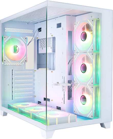 1STPLAYER Megaview MV8 Gaming Midi Tower Κουτί Υπολογιστή με Πλαϊνό Παράθυρο και ARGB Φωτισμό Λευκό