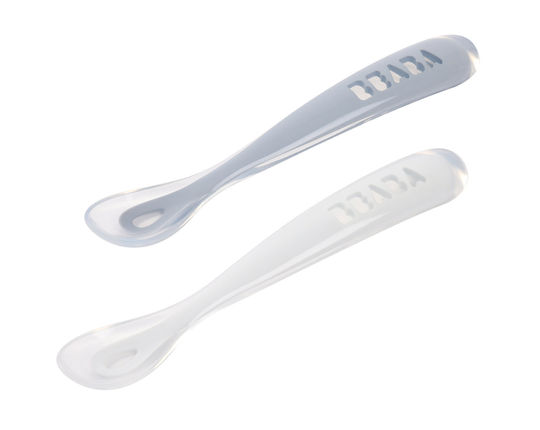 Beaba Baby Set of Spoons 1st Age Silicone with Case Blue 2 Pieces