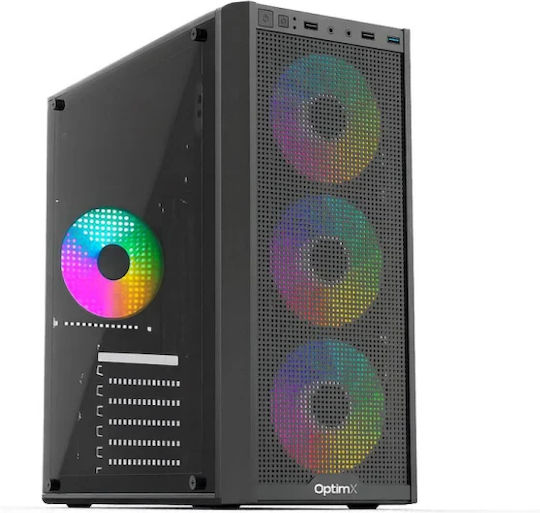 Prime-ATX-4XRGB Gaming Midi Tower Computer Case with ARGB Lighting Black