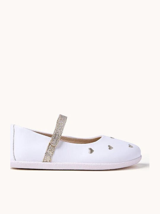 Kinder Pumps & Ballerinas mit Bügel- und Schleifenverschluss Leder Weiß