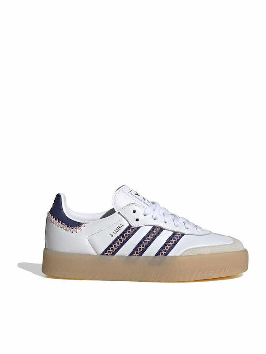 adidas gazelle silver green womens ADIDAS ORIGINALS Sambae Weiße und gelbe Damen-Sneaker – Pavidas main image 0