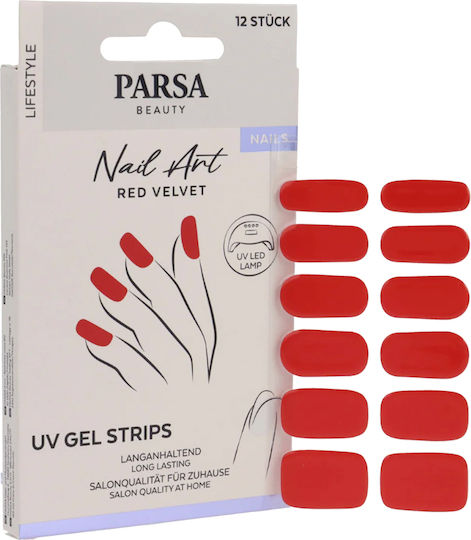 Parsa Αυτοκολλητα Uv Gel Strips Νυχιων Red Velvet 12tmx