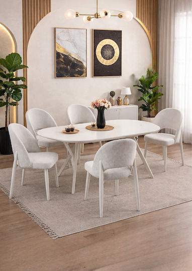 Сет Маси и Столове Traverter Бял Модерен 170x90x75см