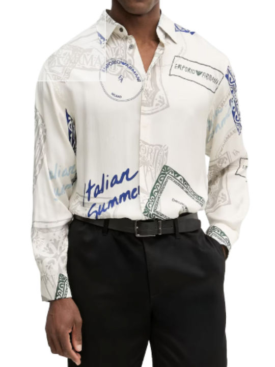 Short Sleeve Shirt in Regular Fit Ecru Blue Cigar
