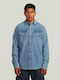 Langärmeliges Denim Hemd in Enge Passform Blau