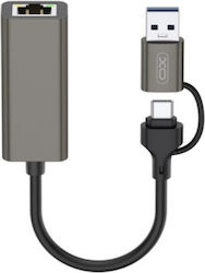 Jager XO-HUB018 USB-A / USB-C male σε Ethernet female