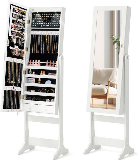 Costway Floor Mirror with White Wooden Frame