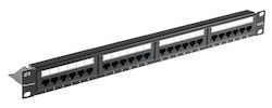 Powertech Patch Panel Unshielded για Rack 1U 19" 24 Θυρών cat6 Μαύρο