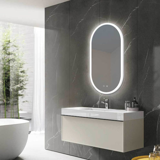 Imex Oval Led Bathroom Mirror Made of Plastic 50x90cm