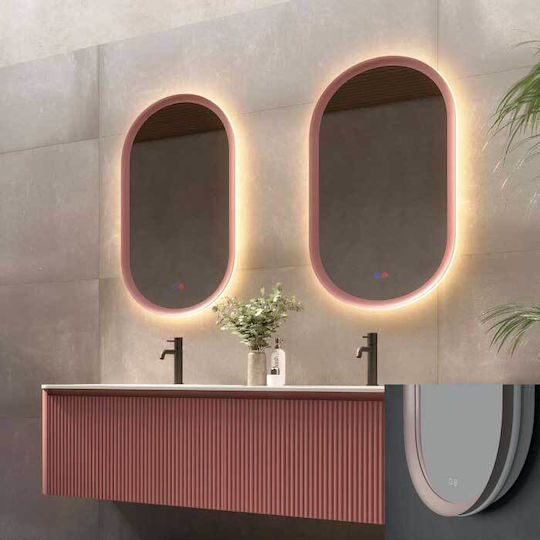 Imex Oval Badezimmerspiegel LED aus Metall 50x90cm Braune