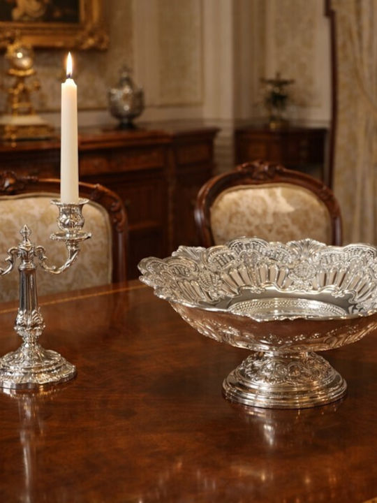 Galifas Decorative Metallic Silver Platter 31x15cm