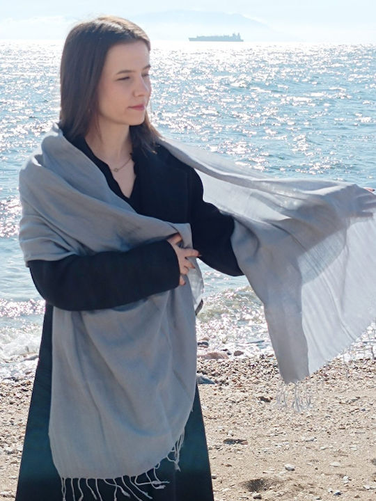 Damen Seiden Foulard Grau