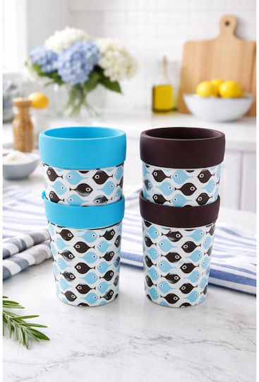 keleman Oil & Vinegar Dispenser Set with Salt and Pepper Made of Porcelain with Flow