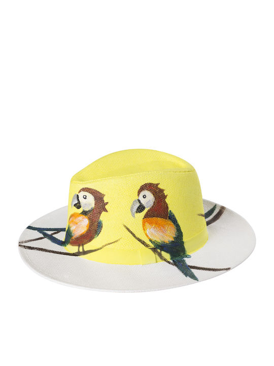 Brims and Trims Women's Wicker Fedora Hat Yellow
