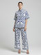 Women's Blue Set with Palazzo Fit Trousers